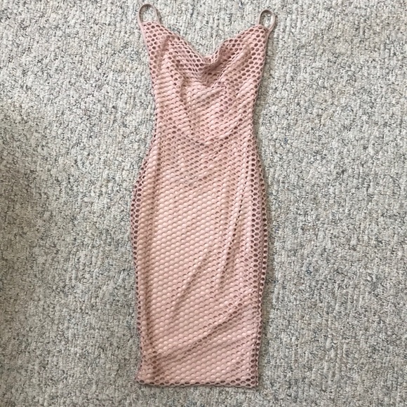 PLT Nude Fishnet Bodycon Dress - Picture 1 of 7